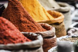 Mercado de especias en India.