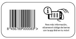 Este pictograma indica que el consumidor puede escanear el código y acceder a más información sobre el producto.