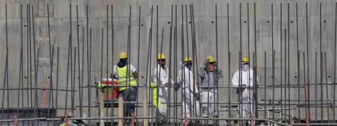 Trabajadores en las obres de ampliación del Canal de Panamá, en enero de este año.
