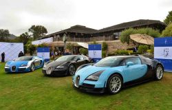 En Pebble Beach se expusieron seis unidades del Bugatti Veyron, una por cada serie de Les Legendes de Bugatti.