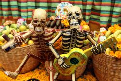 La popular catrina mexicana –la muerte– es una calavera disfrazada con diferentes atuendos.