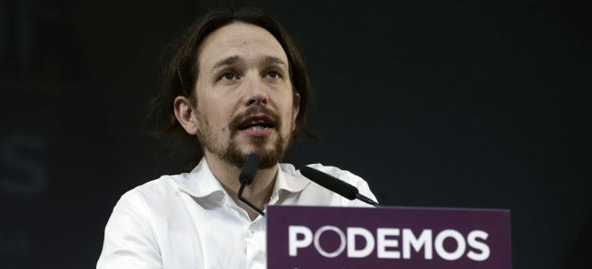 El líder de Podemos, Pablo Iglesias, interviene durante el acto de clausura de la Asamblea Ciudadana ayer.