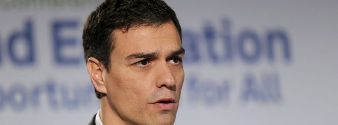 El secretario general del PSOE, Pedro Sánchez, durante su intervención en la Conferencia de la Alianza Progresista que se celebra en Lisboa.