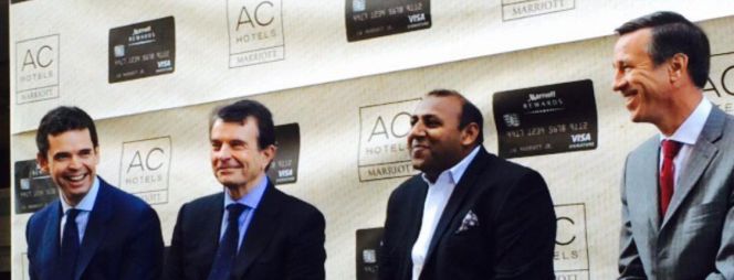 Carlos Catalán, vicepresidente AC Hotels; Antonio Catalán, presidente y CEO de AC Hotels; Mehul Patel, presidente de NewcrestImage y Arne Sorenson, presidente de Marriott International.