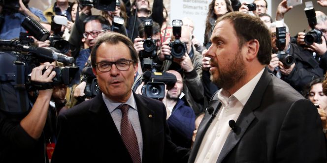El presidente de Cataluña, Artur Mas, y el lider de ERC, Oriol Junqueras.