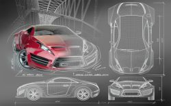 Diseño conceptual de un coche deportivo.