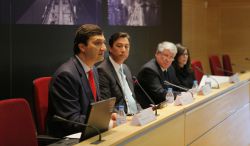 De izquierda a derecha, Francisco Javier Garzón, consejero delegado del Icex; Melitón Arrocha, ministro de Comercio e Industrias de Panamá; Arturo Fernández, presidente de CEIM, y María Mercedes de la Guardia, embajadora de Panamá en España.