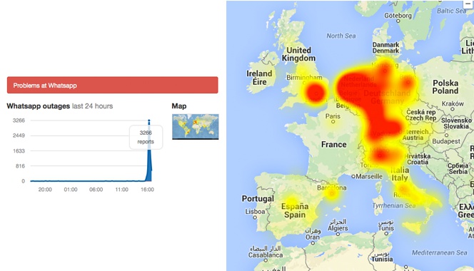 WhatsApp con problemas de funcionamiento en buena parte de Europa