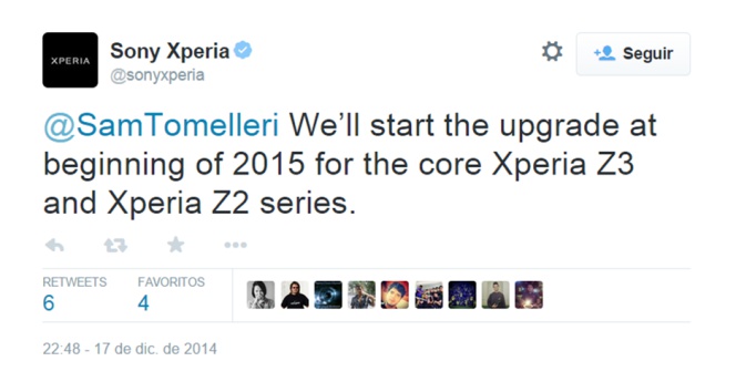Los Sony Xperia Z3 y Xperia Z2 recibirán Android 5.0 a principios de 2015