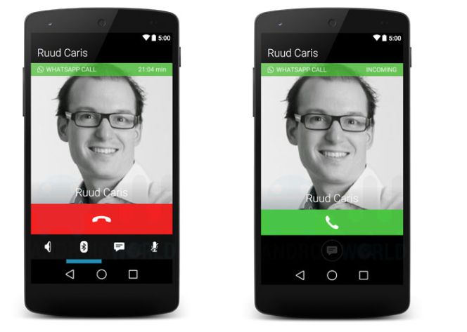 Interfaz de llamadas VoIP en WhatsApp