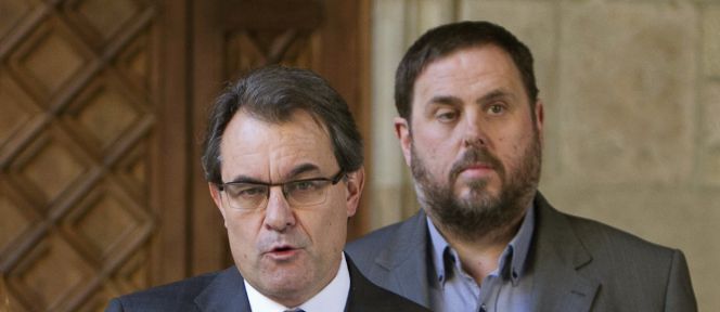 El presidente de la Generalitat, Artur Mas, y el líder de ERC, Oriol Junqueras.
