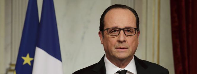El presidente francés, François Hollande, durante su alocución ante los medios de comunicación, este miércoles.