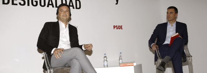 Thomas Piketty y Pedro Sánchez durante el encuentro celebrado en Madrid.