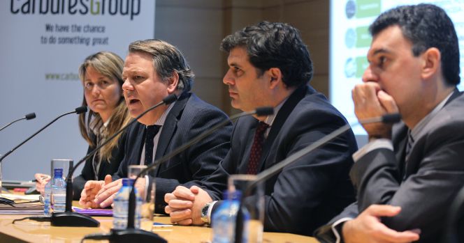 Desde la izquierda, Marina Planas, José María Tarragó, Rafael Contreras e Ignacio Barón, miembros del equipo directivo de Carbures.