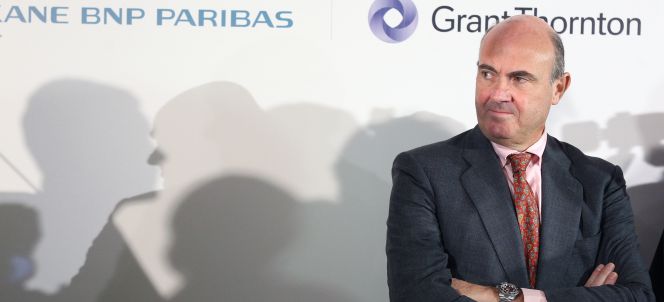 Luis de Guindos, ministro de Economía, ayer ante los inversores de Spain Investors Day.