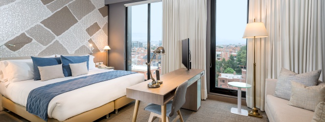 Una suite del hotel Terra 100 Royal en Bogotá, Colombia.