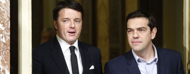 El primer ministro italiano Matteo Renzi y el griego, Alexis Tsipras.