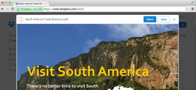 Interfaz de Dropbox