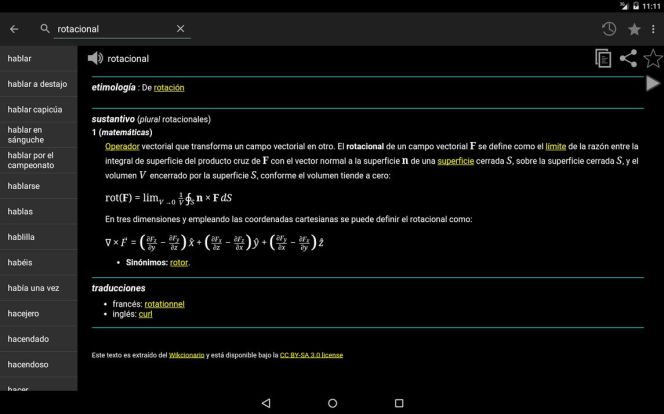 Diccionario español Android