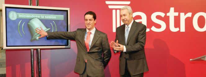 Enrique Bañueños, en el toque de campana virtual de la salida a Bolsa de Astroc, hoy Quabit