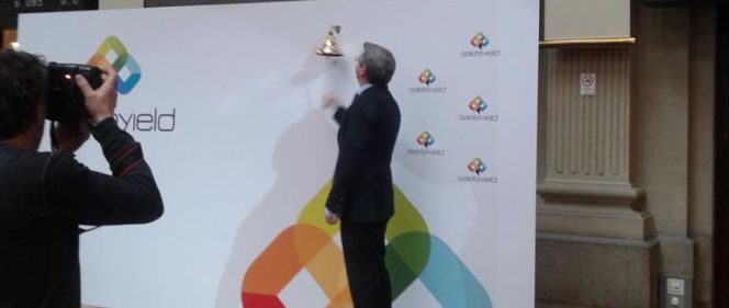 Estreno de Saeta en el parqué de la Bolsa de Madrid.
