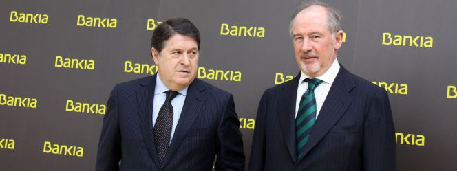 El exvicepresidente de Bankia, José Luis Olivas, junto al expresidente, Rodrigo Rato.
