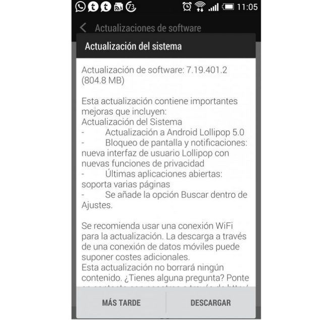 El HTC one M7 se actualiza a Android 5.0 Lollipop en España