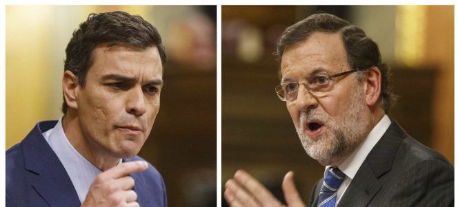 El líder del PSOE, Pedro Sánchez, y el presidente del Gobierno, Mariano Rajoy.