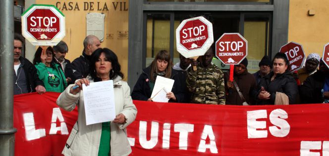 Manifestación contra un deshaucio en Cataluña.