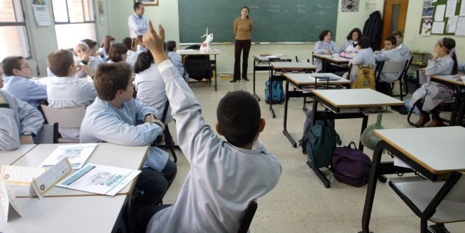 Alumnos en un colegio en Madrid
