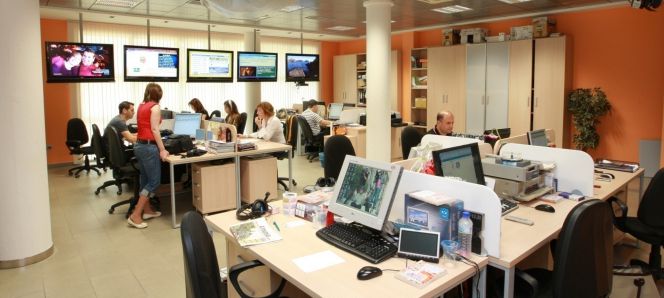 Trabajadores de una empresa de telecomunicaciones.