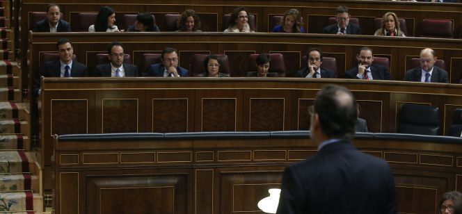 Pleno del Congreso de los Diputados. Rajoy y Pedro Sanchez.
