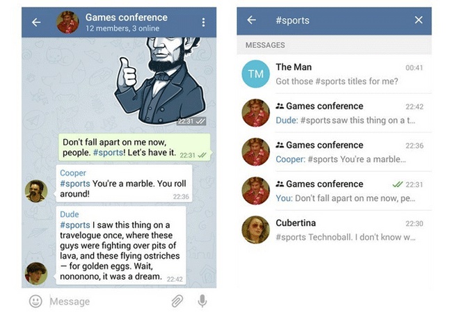 Los grupos de Telegram imitan a Twitter y estrenan menciones, respuestas y hashtags