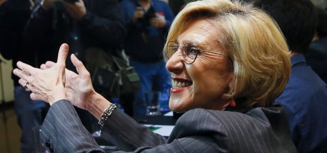Rosa Díez, dirigente de UPyD, durante la reunión del Consejo Político extraordinario celebrado este sábado en Madrid.