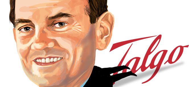Caricatura de Carlos Palacio Oriol, presidente de Talgo.