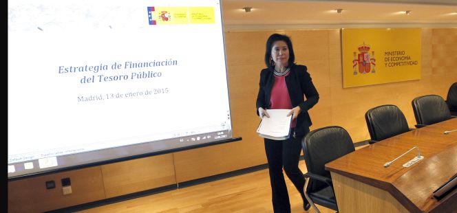 Rosa María Sánchez Yebra, secretaria general del Tesoro, durante la publicación de la estrategia de financiación para este año