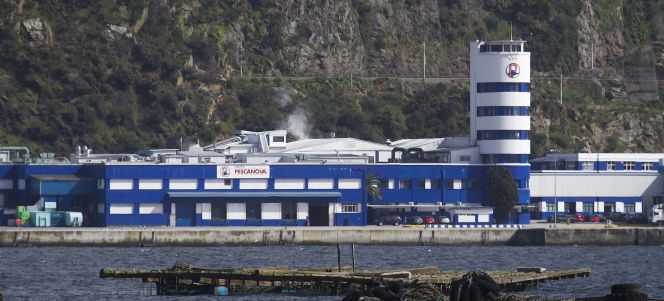 Sede principal en Chapela (Redondela), en la ría de Vigo, de la empresa Pescanova, desde 2013 en concurso de acreedores.