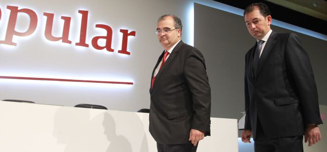 Ángel Ron, presidente de Popular, y Francisco Gómez, consejero delegado de la entidad.
