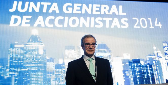 El presidente de Telefónica, César Alierta durante una junta de accionistas del grupo en Madrid. EFEArchivo