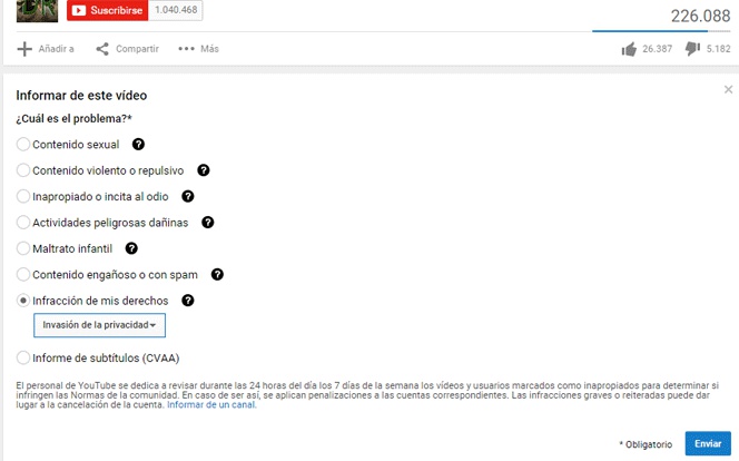 Cómo denunciar contenidos de YouTube en los que apareces