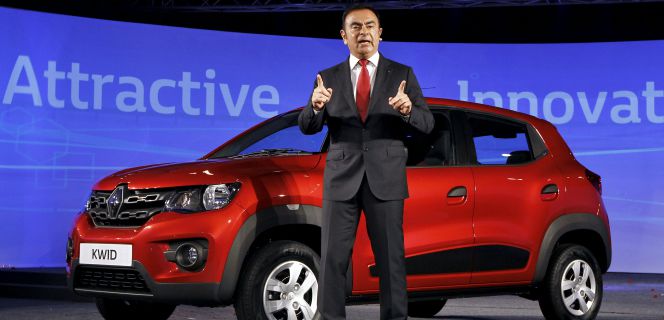 Carlos Goshn, presidente de la Alianza Renault Nissan, en la presentación del Kwid en Chennai (India)