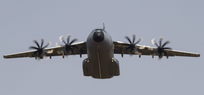 Un avión de transporte militar A400M.