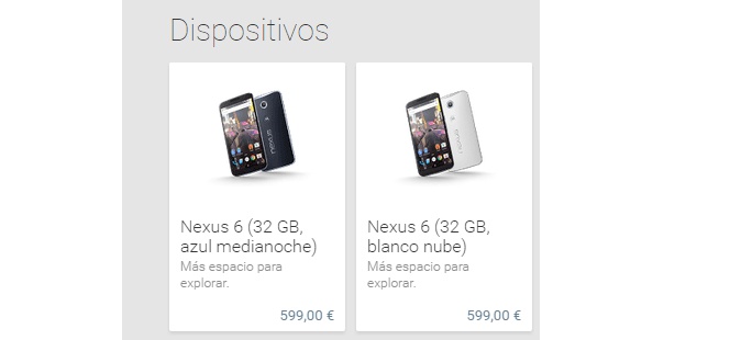 El Nexus 6 de 32 GB baja su precio en España