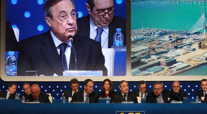 Florentino Pérez, presidente de ACS durante reciente junta de accionistas. Pablo Monge
