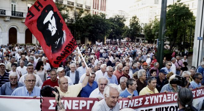 Protesta de los pensionistas en Grecia