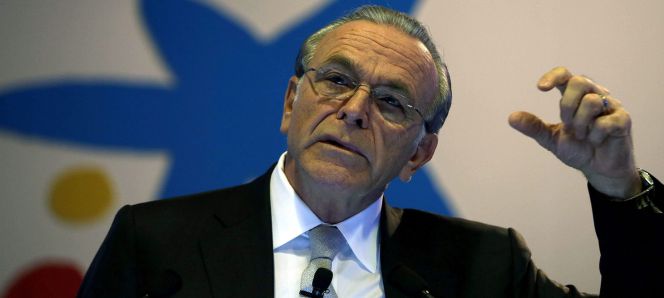 El presidente de CaixaBank, Isidre Fainé, durante el acto de presentación de resultados de la entidad.