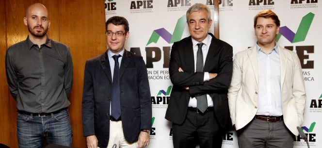 De izquierda a derecha, Nacho Álvarez (Podemos), Álvaro Nadal (PP), Luis Garicano (Ciudadanos) y Manuel de la Rocha Vázquez (PSOE).