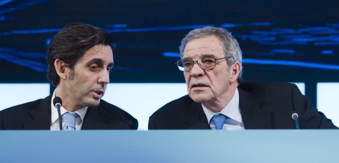 El Consejero Delegado, José María Álvarez-Pallete López, junto con el Presidente de Telefónica, César Alierta.