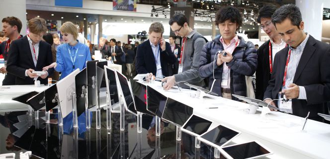 Visitantes profesionales durante la última edición del Mobile World Congress.