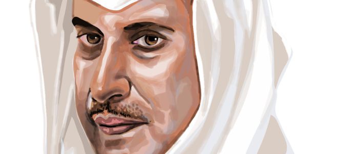 Caricatura de Hamad Bin Jassim Bin Jaber Al Thani, nuevo inversor de El Corte Inglés. rn